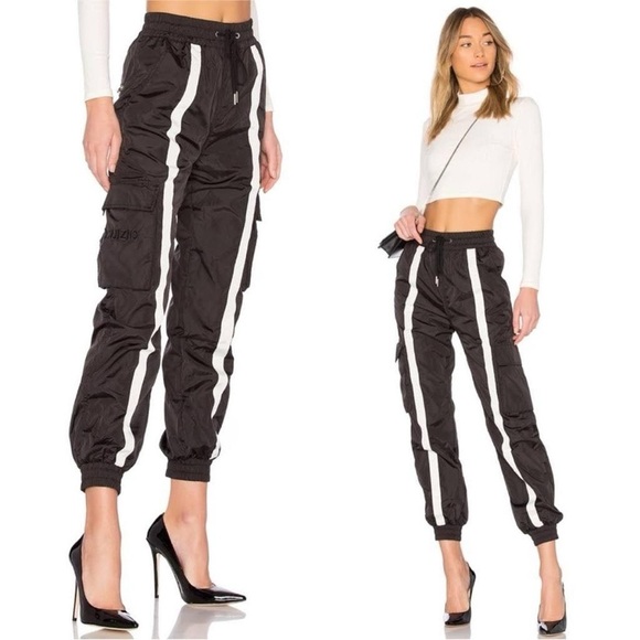Danielle Guizio Pants - Black Nylon Jogger Track Pants Danielle Guzio